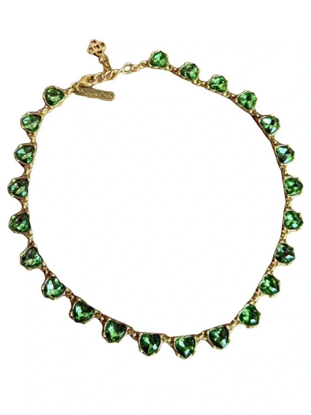 Oscar de la Renta Love Heart Green Necklace